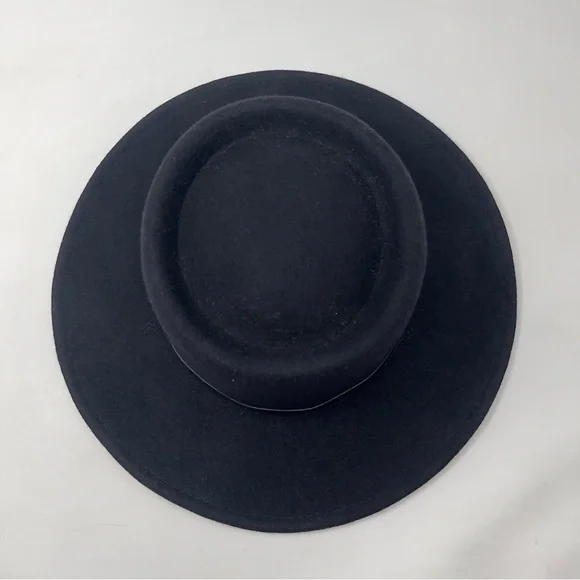Black 100% Wool Wide Brim Hat – Classic Structured, Boho Western - Picture 6 of 9